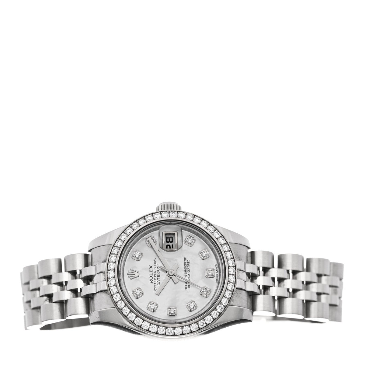 Rolex Stainless Steel 18K White Gold Diamond 26mm Datejust Watch 179384