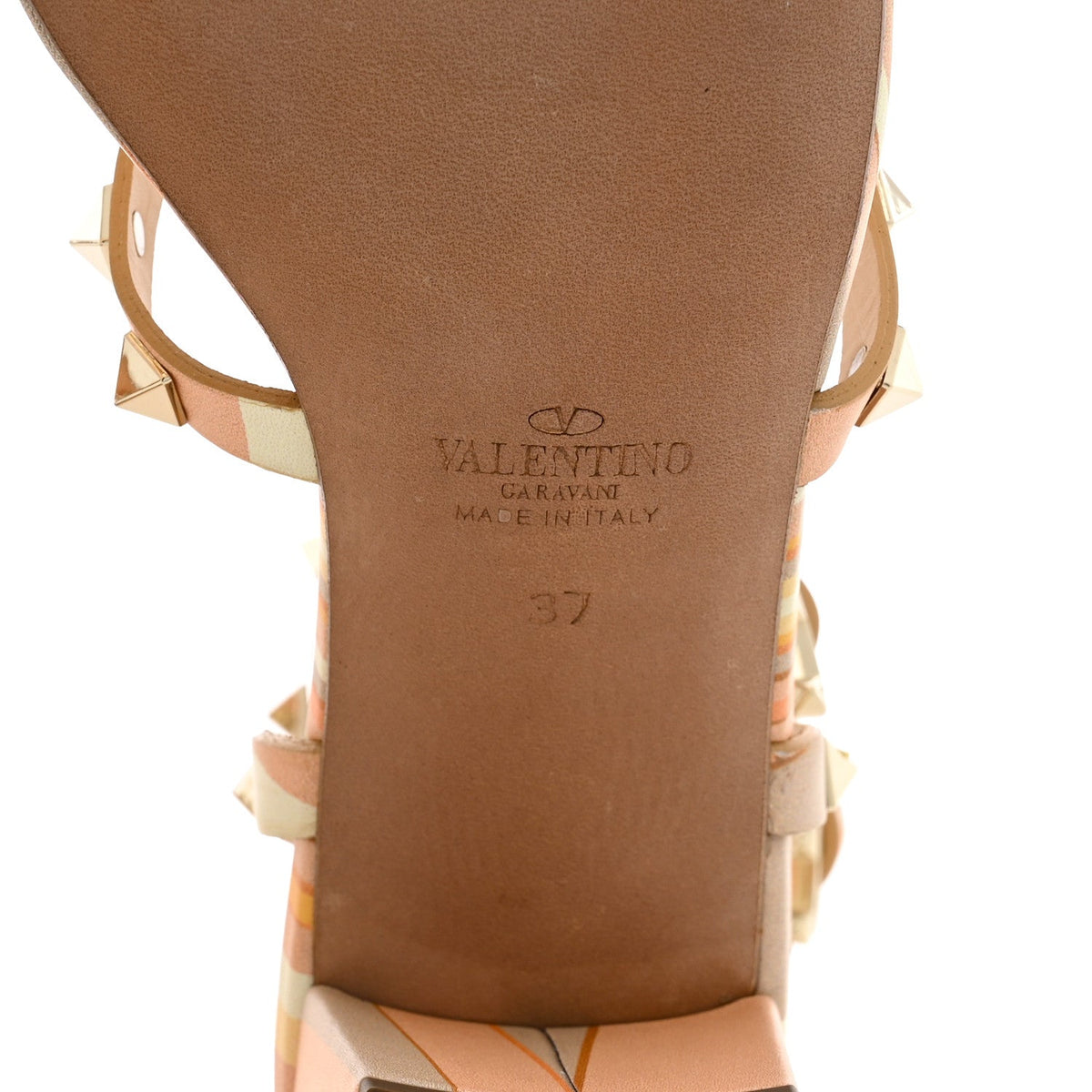 Valentino Garavani Nappa Calfskin Women's Rockstud City Sandals 38 Mandarin Sorbet