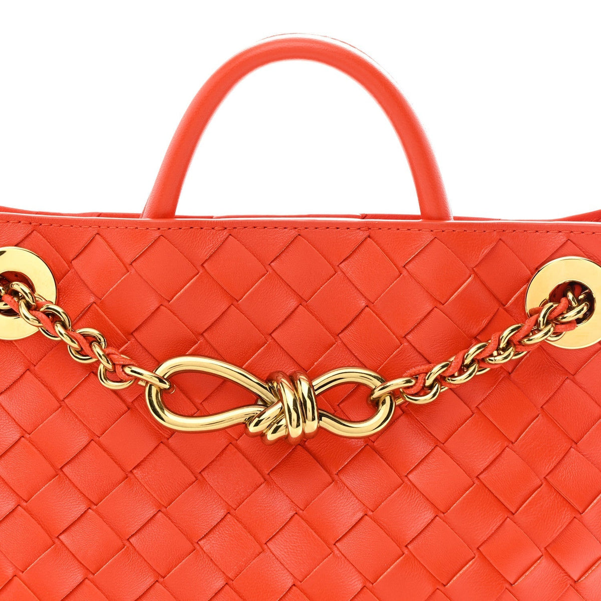 Bottega Veneta Nappa Intrecciato Small Andiamo Chain Bag Orange
