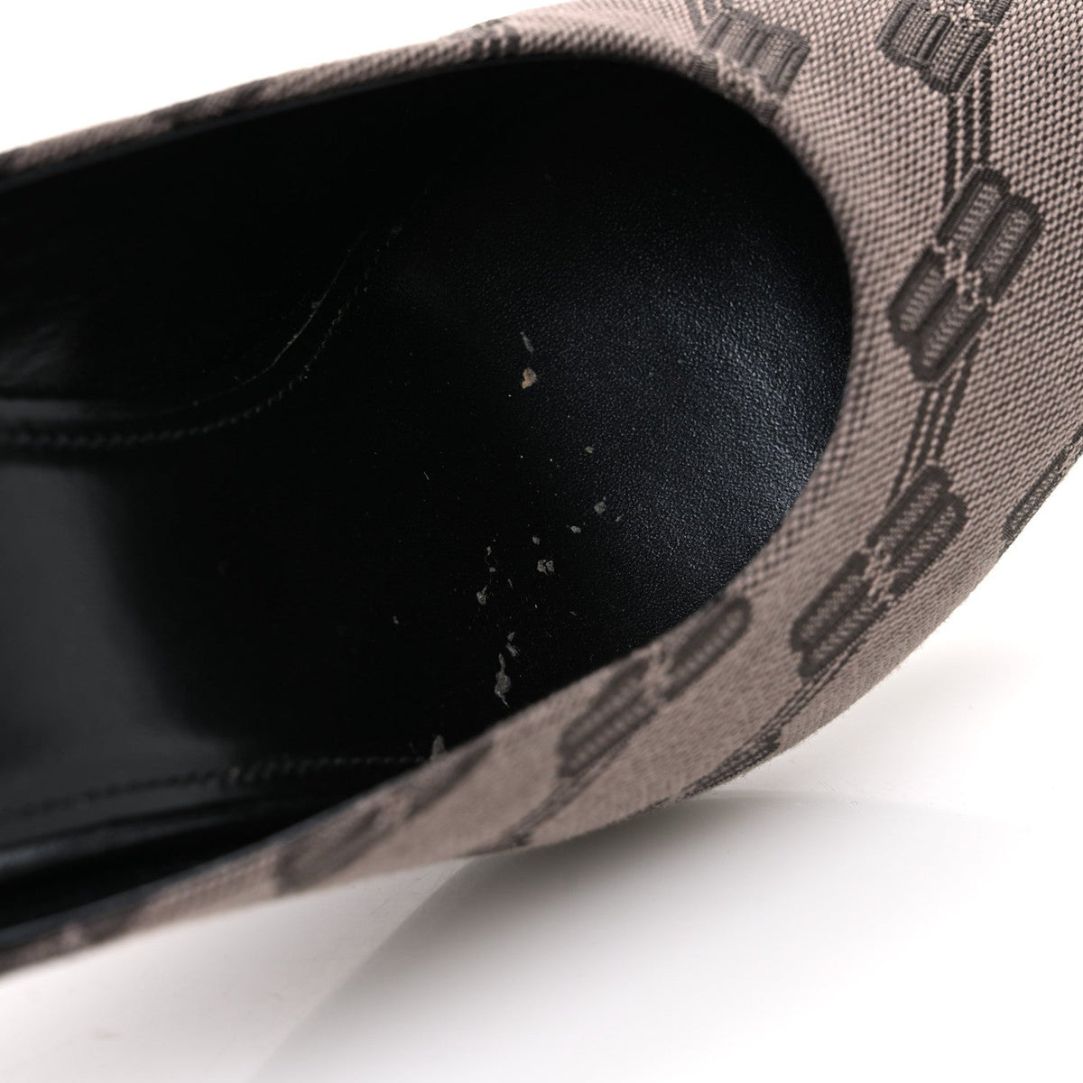 Balenciaga Monogram Canvas Women's Square Knife 80mm Mules 38.5 Dark Mink Grey Dark Brown