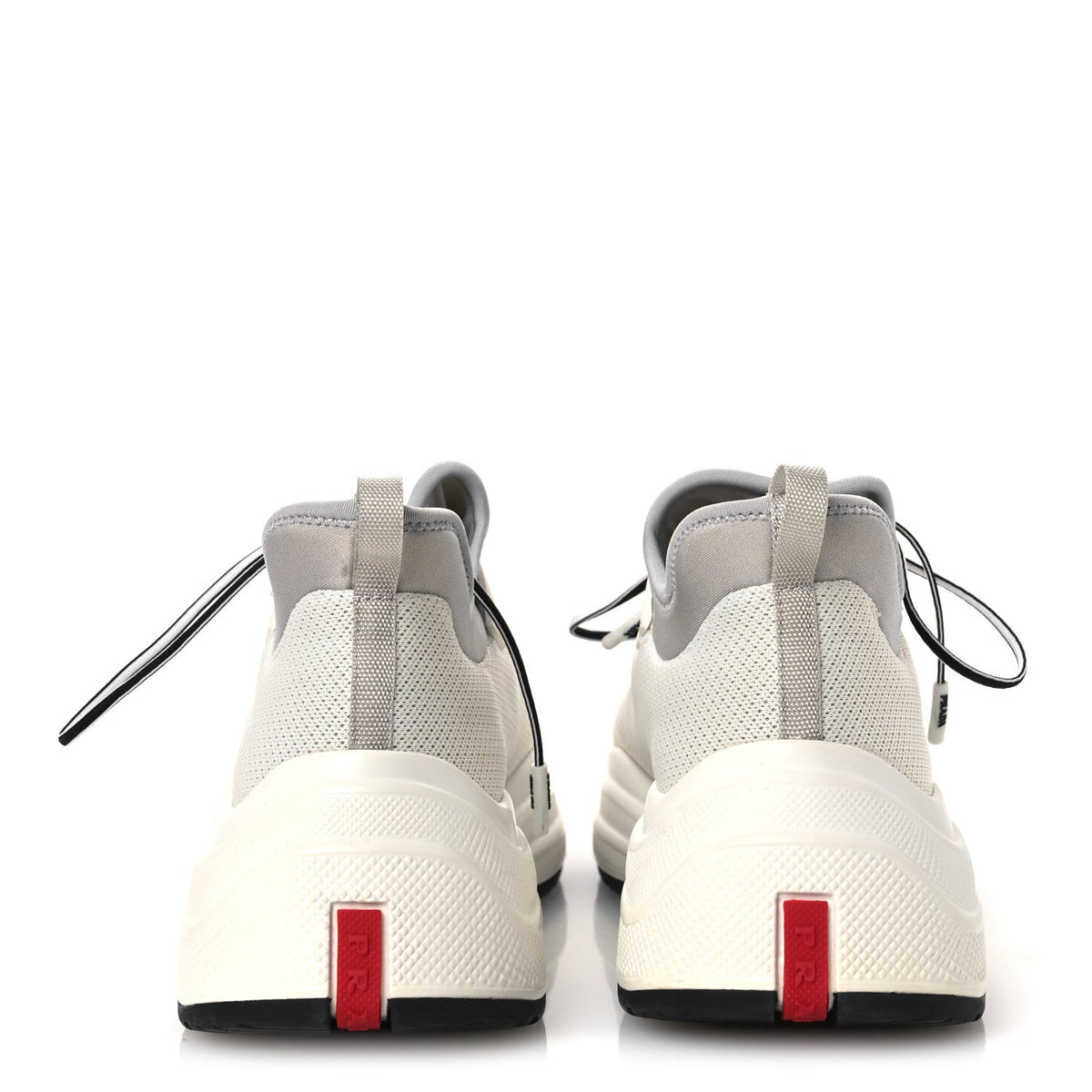 Prada Mesh Neoprene Women's America's Cup 45mm Sneakers 37.5 White Alluminio