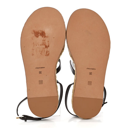 Givenchy Calfskin Raffia 4G Liquid Women's Espadrille Sandals 35 Ebony Natural
