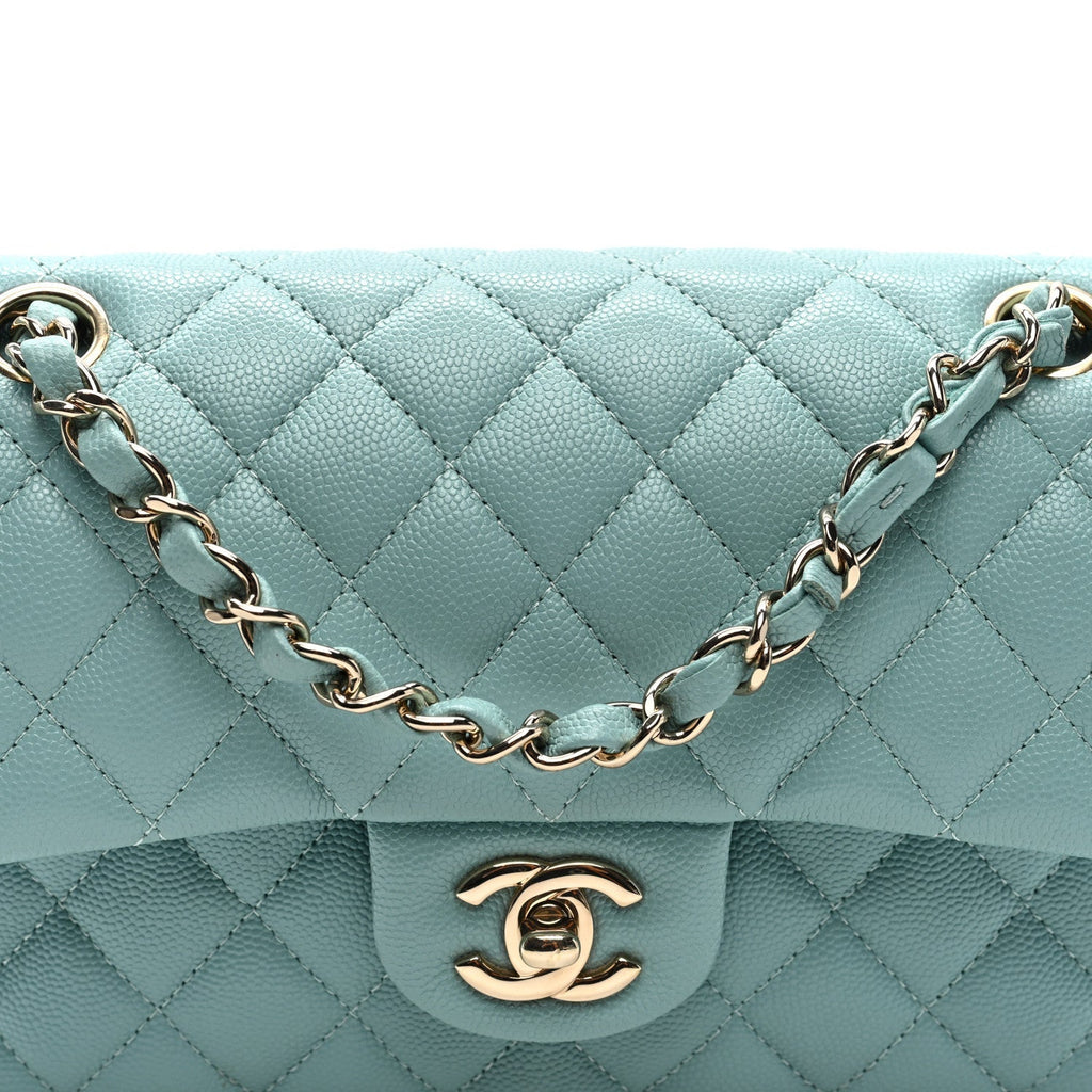 Chanel Caviar Quilted Small Double Flap Light Blue