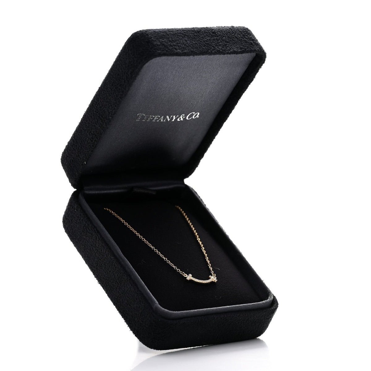 18K Yellow Gold Diamond Mini T Smile Pendant Necklace