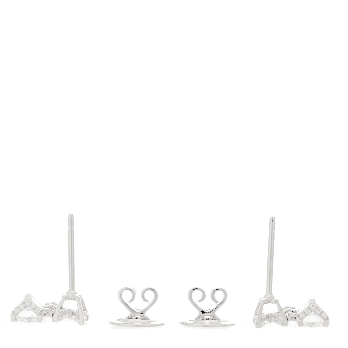 18K White Gold Diamond Classic Butterfly Round Diamond Earrings