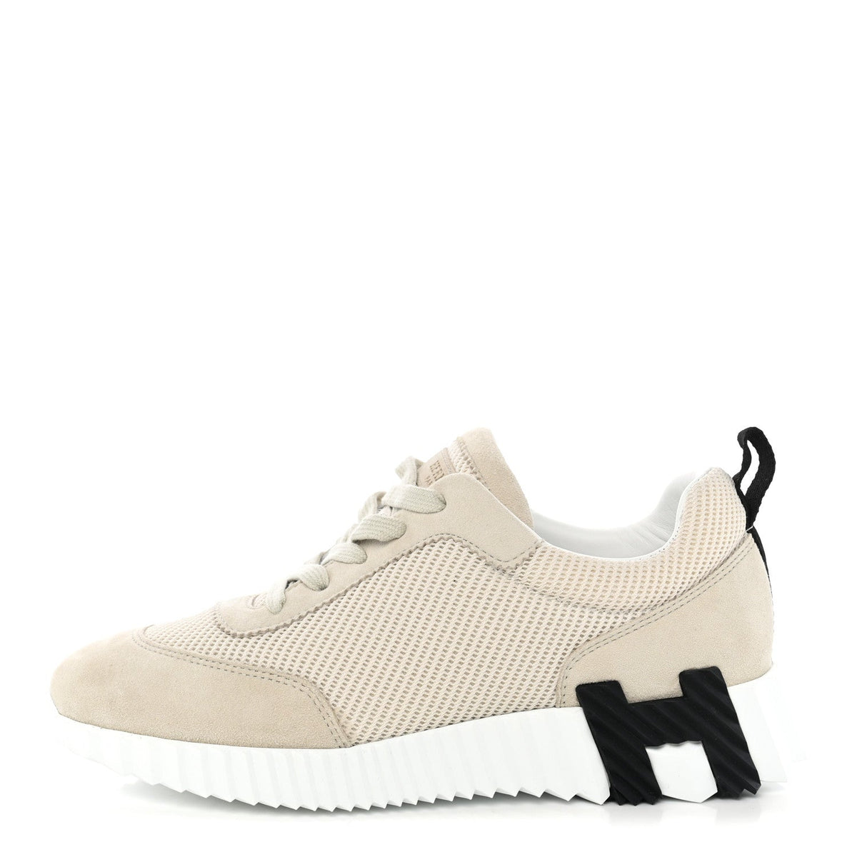 Textured Mesh Suede Goatskin Bouncing Sneakers Beige Glasie