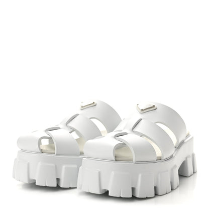 Prada Foam Rubber Women's Monolith Cage Sandals 38 White