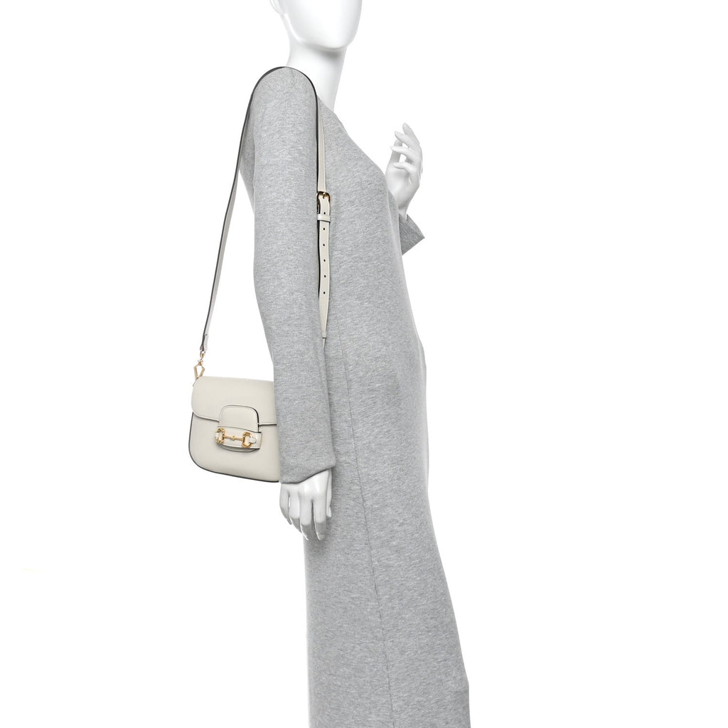 Gucci Calfskin Web Mini Horsebit 1955 Shoulder Bag Mystic White