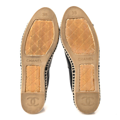 Chanel Lambskin Women's CC Espadrilles 38 Black