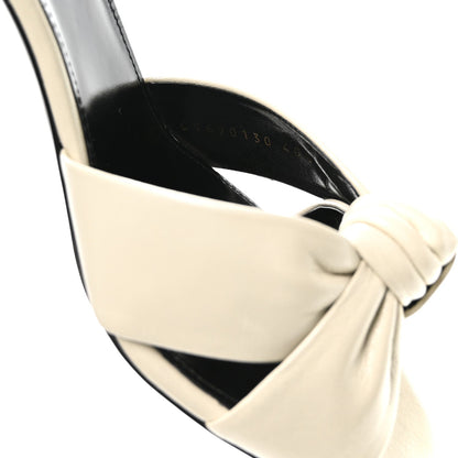Saint Laurent Lambskin Women's Bianca 75mm Mules 40.5 Pearl