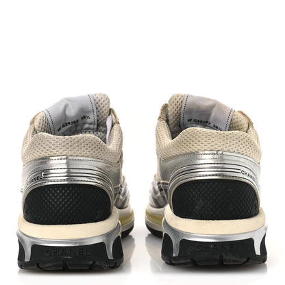 Chanel Fabric Laminated Calfskin Stretch CC Women's Sneakers