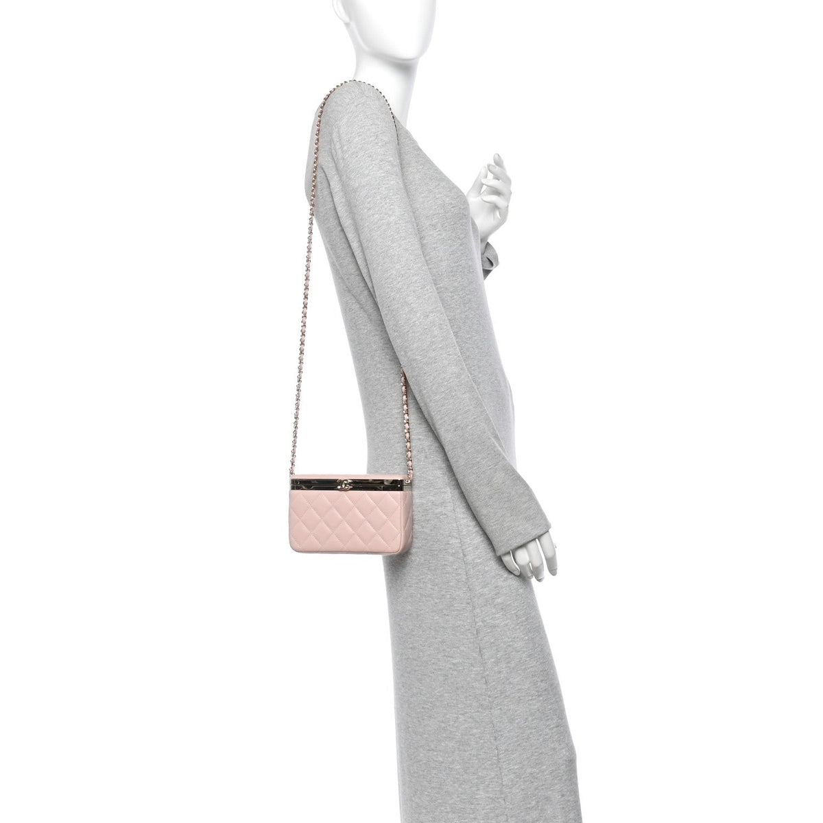 Chanel Lambskin Quilted CC Vanity With Chain Light Pink