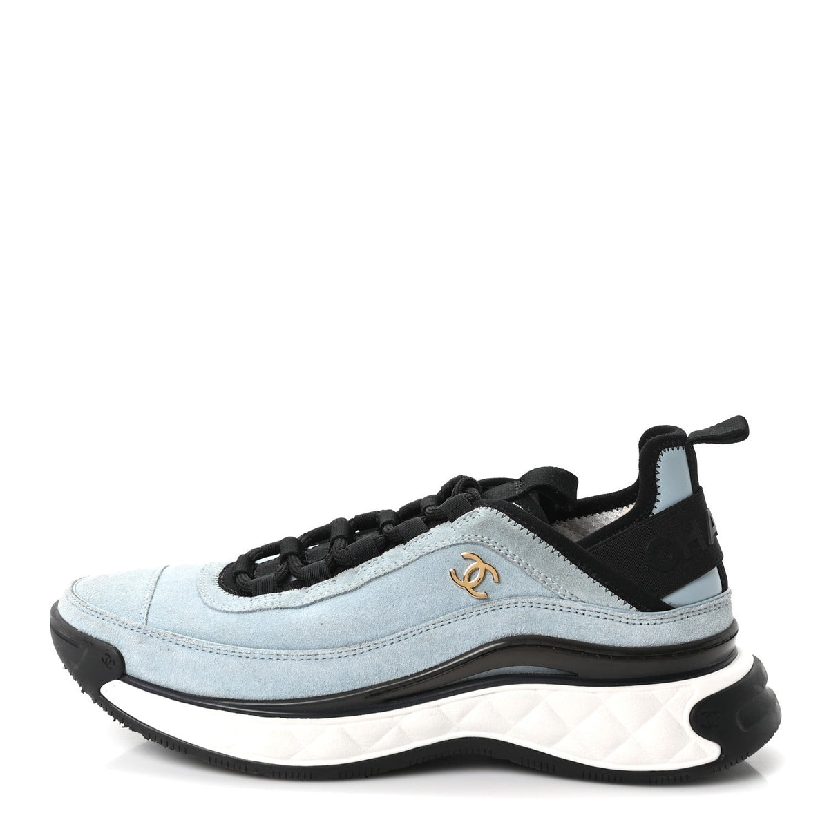Suede Calfskin Nylon Grosgrain CC Sneakers Light Blue
