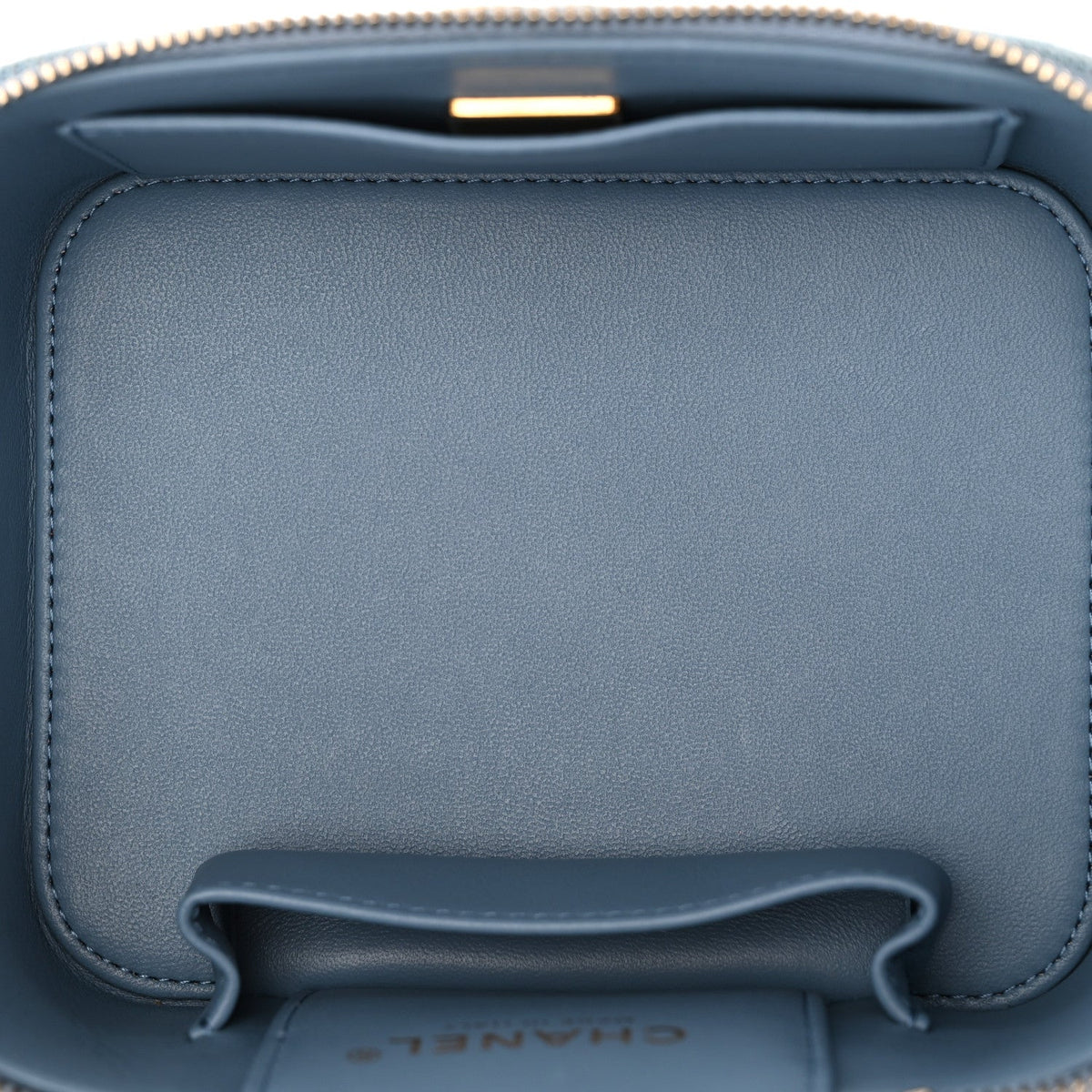 Chanel Denim Quilted Small CC Vanity Case Blue