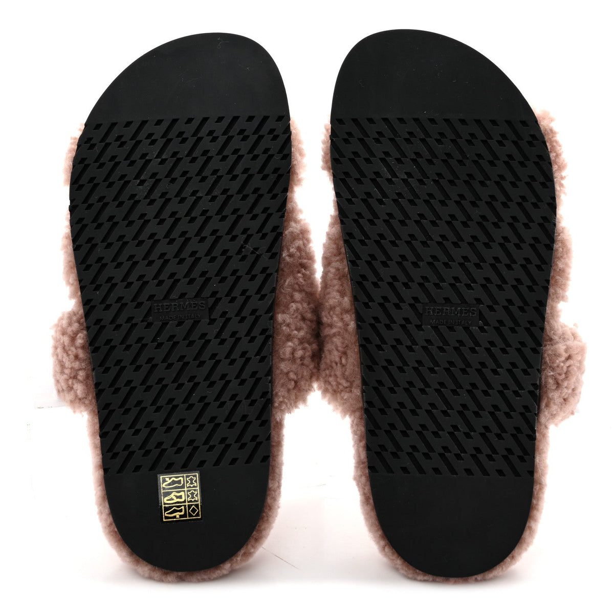 Hermes Woolskin Women's Chypre Sandals 39.5 Bois De Santal