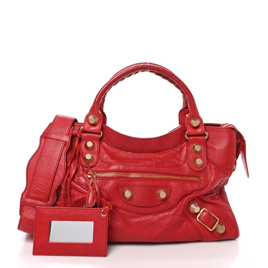 Balenciaga Agneau Giant 21 Gold City Rouge Coquelicot