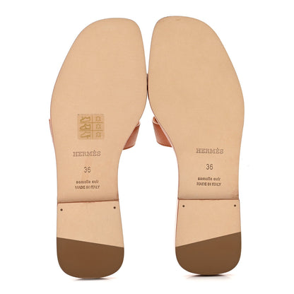 Hermes Epsom Women's Oran Sandals 36 Orange Canyon