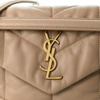 Saint Laurent Lambskin Quilted Small Loulou Puffer Chain Bag Dark Beige