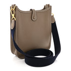 Hermes Taurillon Clemence Amazone Evelyne TPM Etoupe Bleu Indigo