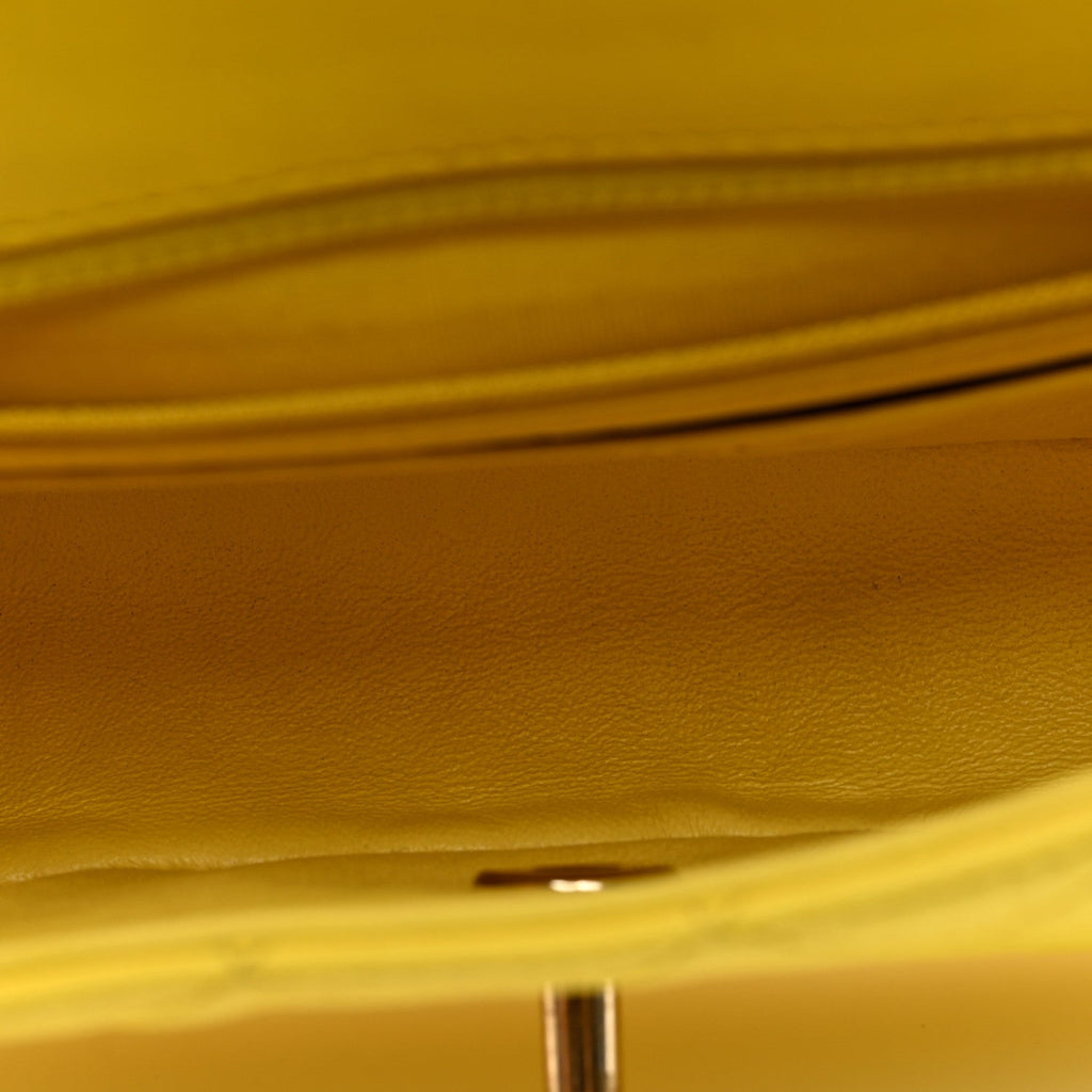 Chanel Lambskin Quilted Mini Rectangular Flap Bag Yellow