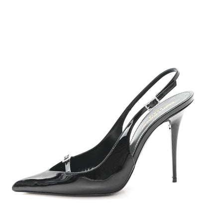 Saint Laurent Patent Leather Women's Vernice Slingback Pumps 39 Black
