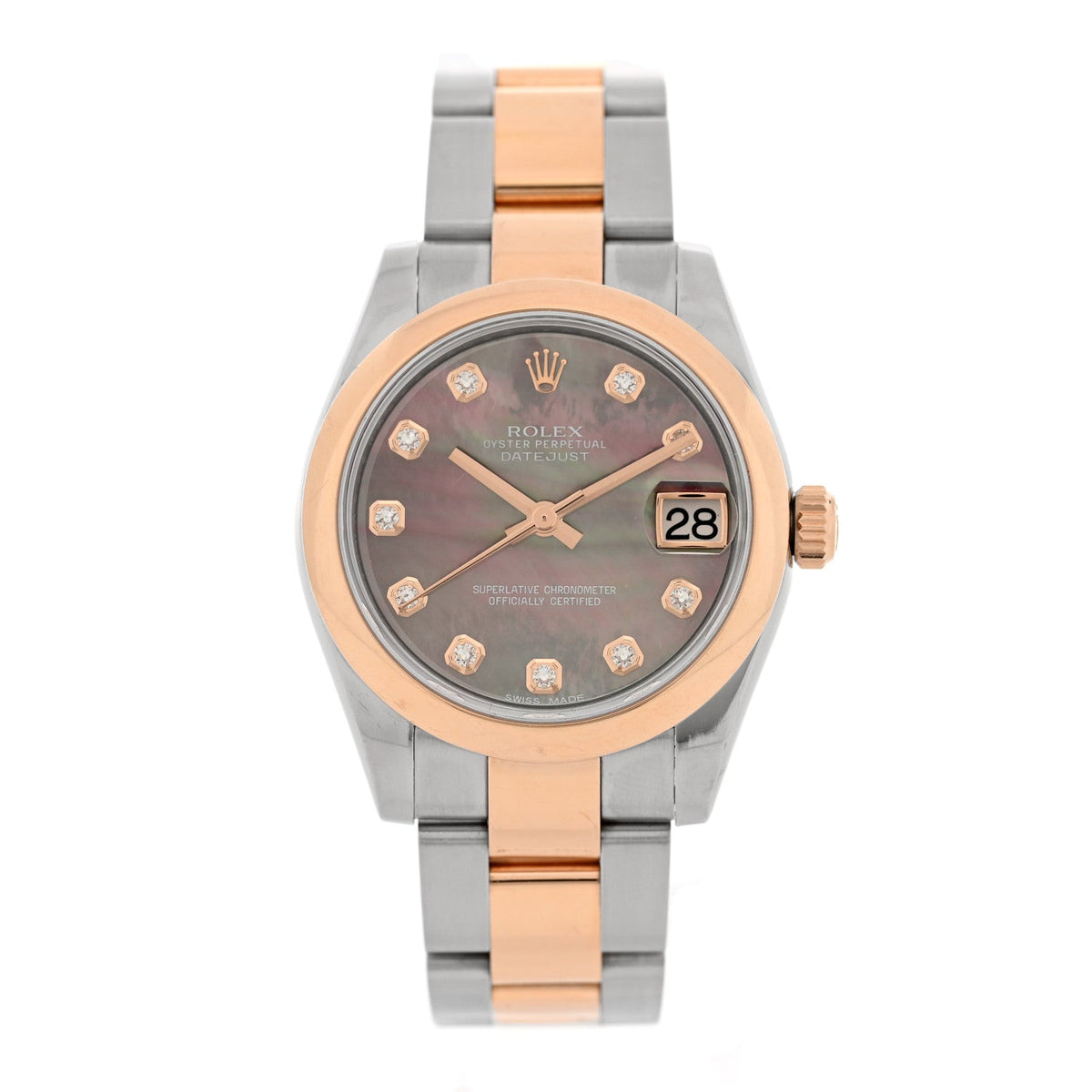 Rolex Stainless Steel 18K Everose Gold Diamond 31mm Datejust Watch 178241