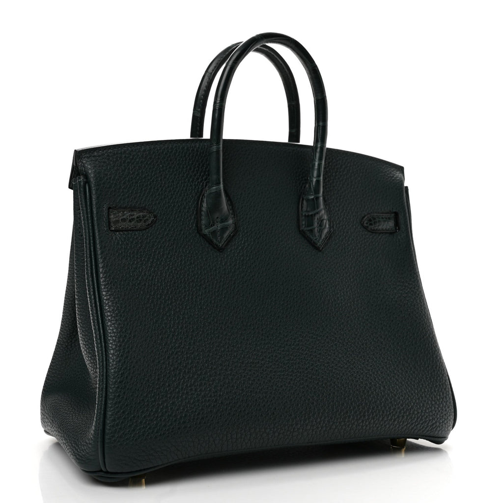 Hermes Togo Matte Alligator Birkin Touch 25 Vert Cypress