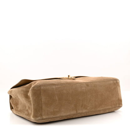 Maxi Calfskin Suede Flap Shoulder Bag