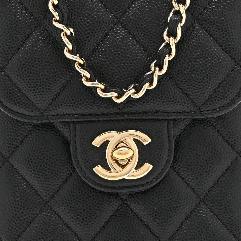 Chanel Caviar Quilted Classic Phone Holder Black