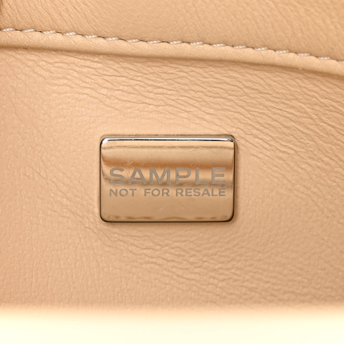 Chanel Lambskin Quilted Metal Enamel Top Handle Flap Beige