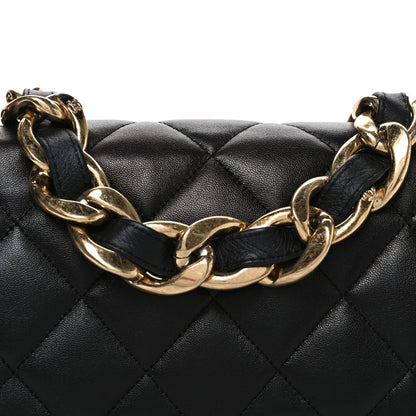 Large Quilted Lambskin Flap Shoulder Bag