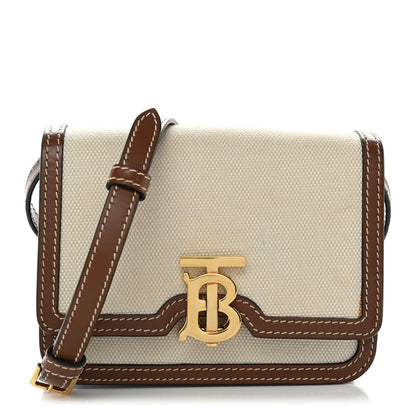Mini Calfskin Canvas Handbag - Natural