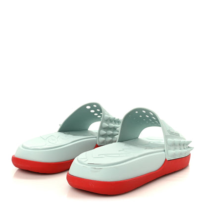 Christian Louboutin Rubber Men's Take It Easy Flat Slide Sandals 46 Iceberg