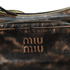 Miu Miu Distressed Nappa Pocket Bag Sand Coffee