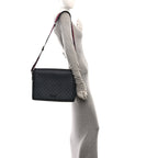 Gucci GG Supreme Web Flap Messenger Bag Black Grey