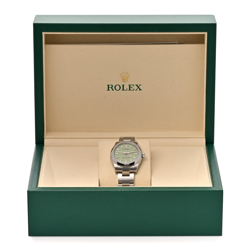 Rolex Stainless Steel 31mm Oyster Perpetual Watch Pistachio 277200