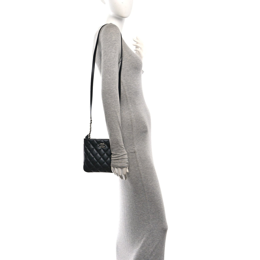Chanel Lambskin Quilted Uniform Crossbody Bag Black