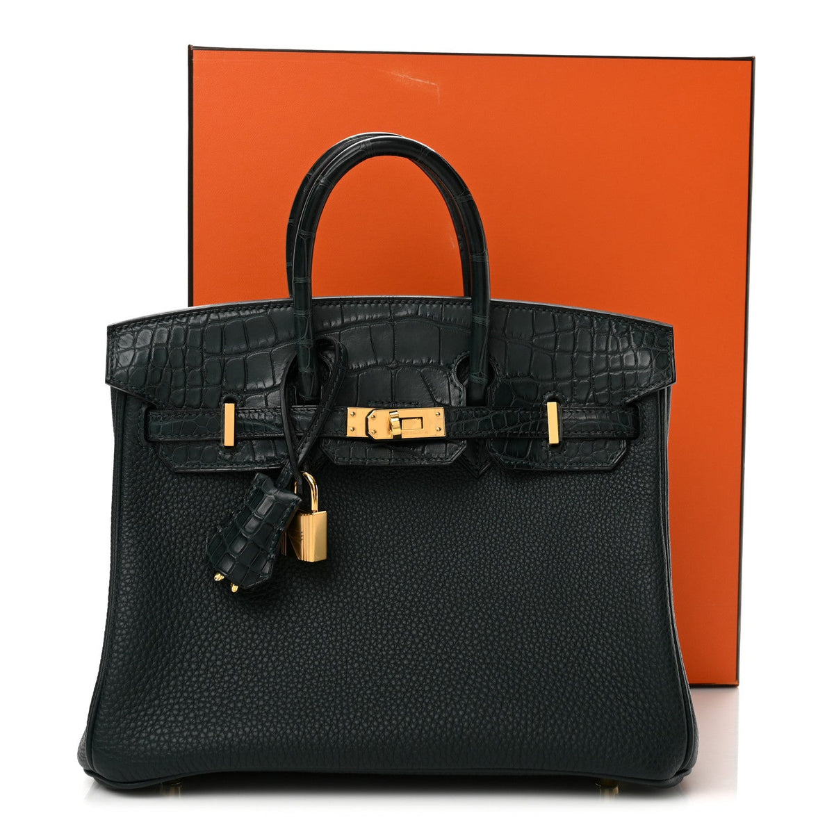 Hermes Togo Matte Alligator Birkin Touch 25 Vert Cypress