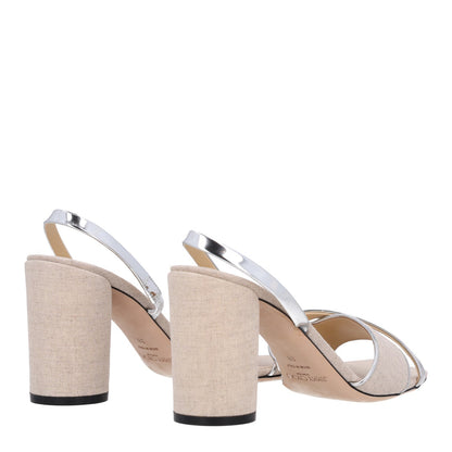 Jimmy Choo Metallic Nappa Linen Plum Women's Sandals 38