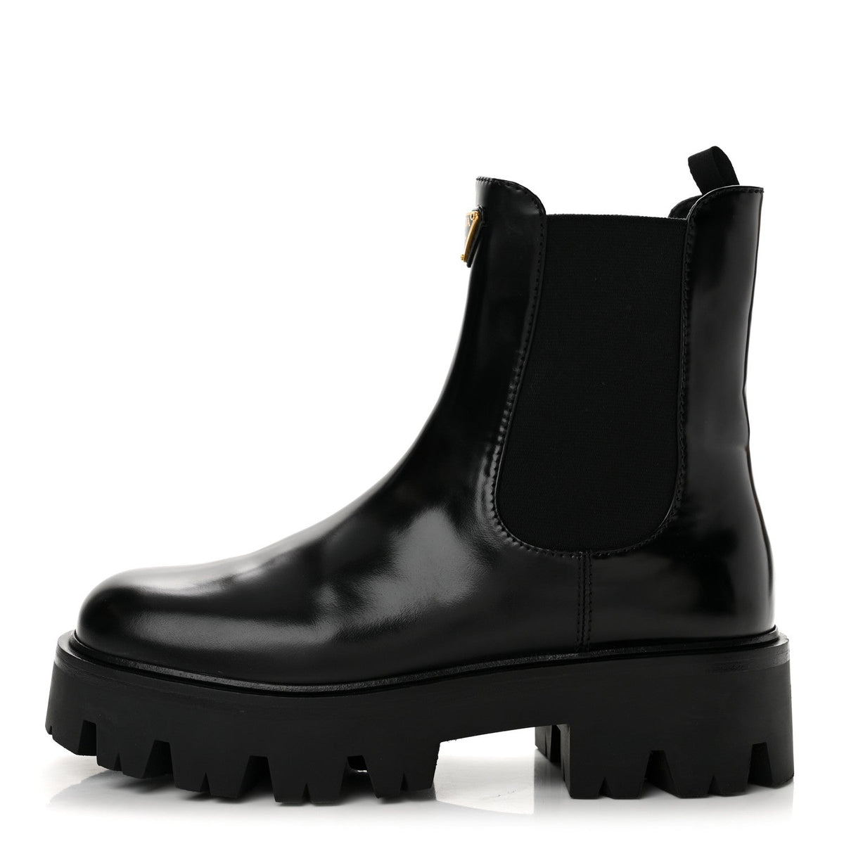Brushed Calfskin Stride Triangle Booties Black