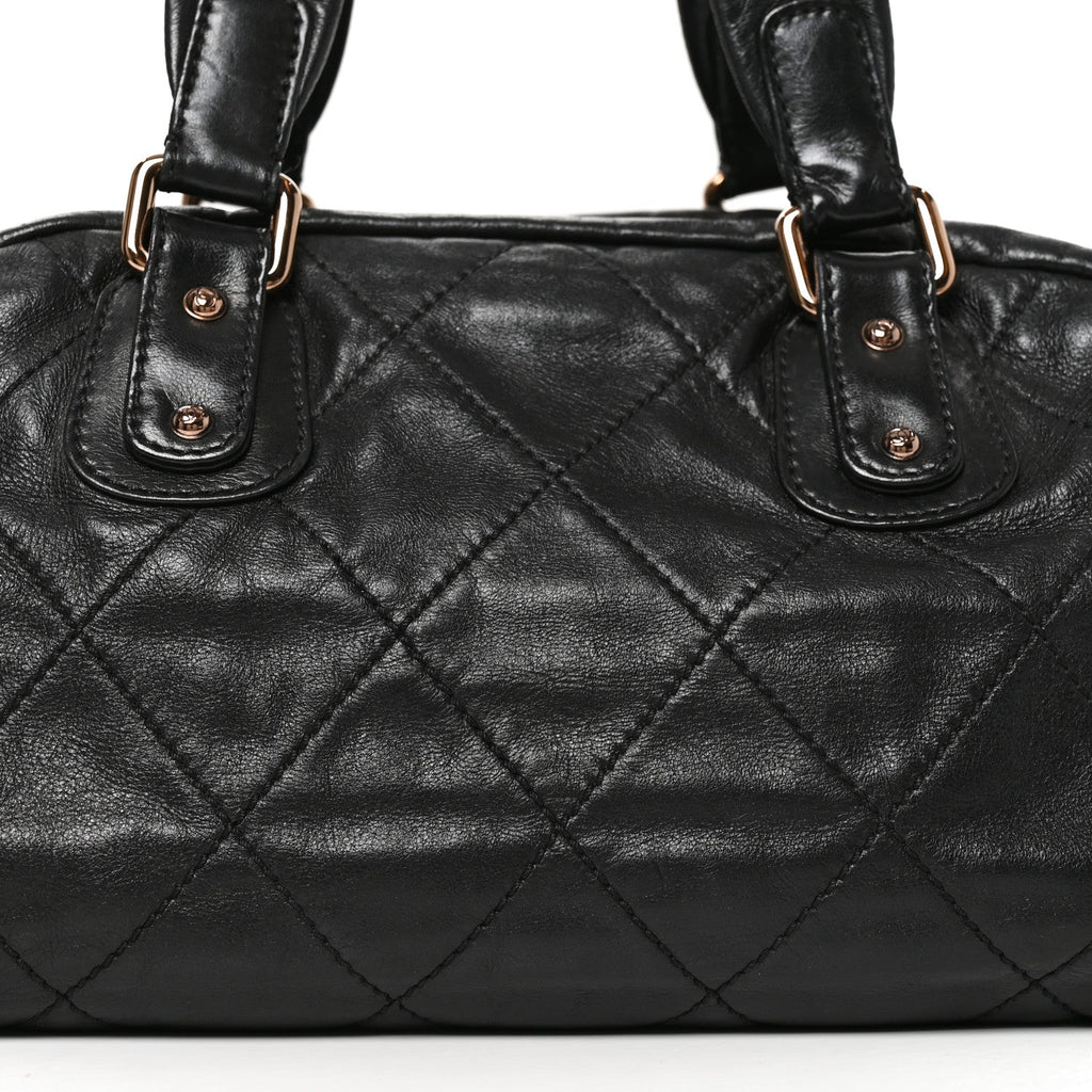 Chanel Lambskin Cloudy Bundle Bowler Bag Black