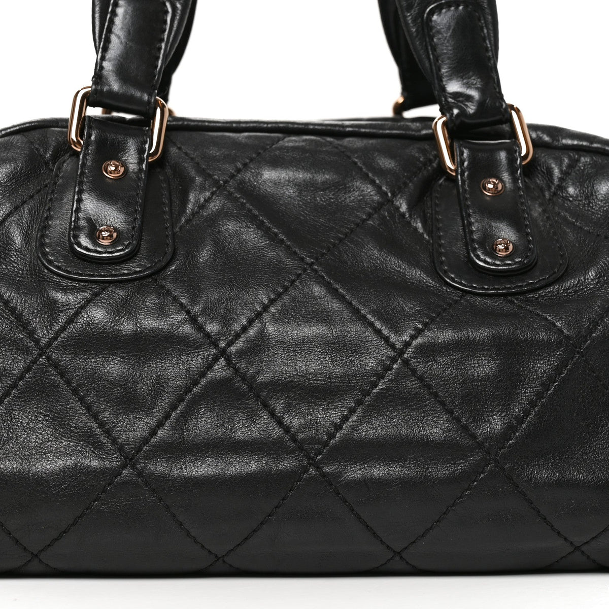 Chanel Lambskin Cloudy Bundle Bowler Bag Black