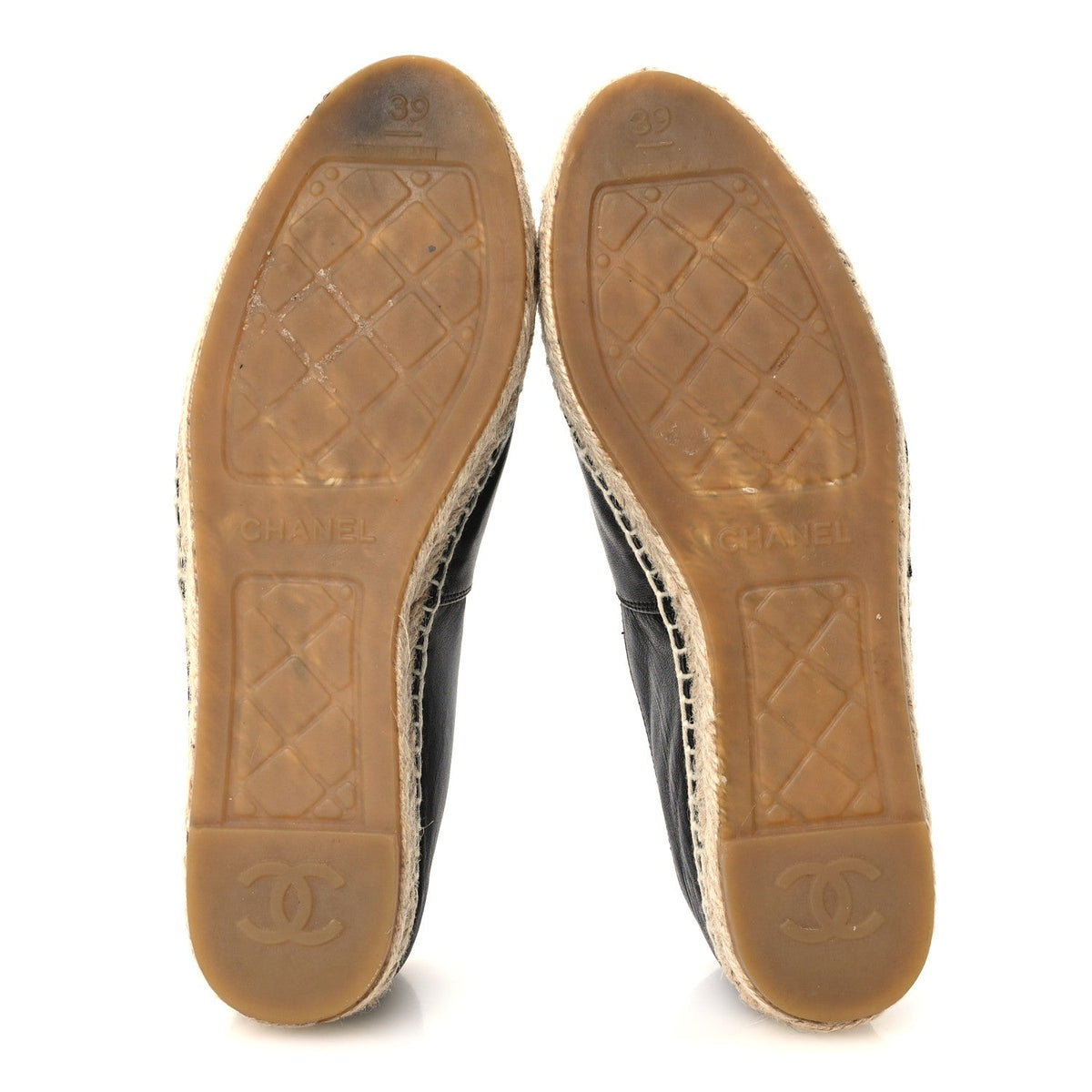 Chanel Lambskin Women's CC Espadrilles 39 Black