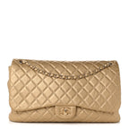Chanel Metallic Calfskin Quilted Small XXL Travel Flap Bag Gold