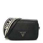 Prada Vitello Daino Soft Flap Crossbody Black