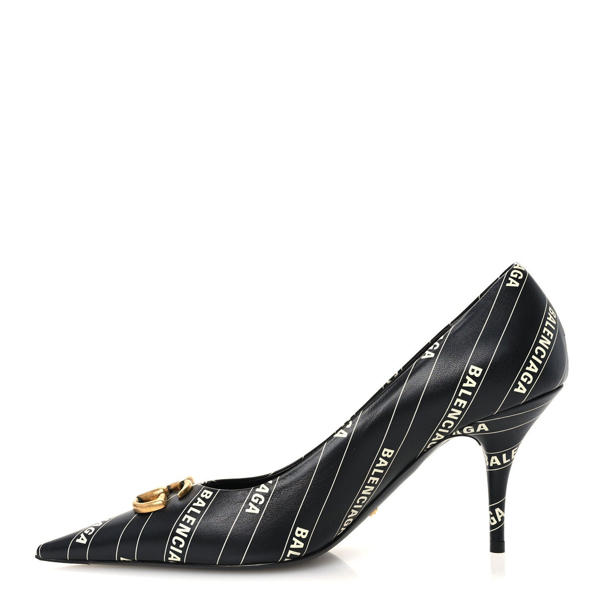 X Calfskin Logo Print Knife 80Mm Pumps Black
