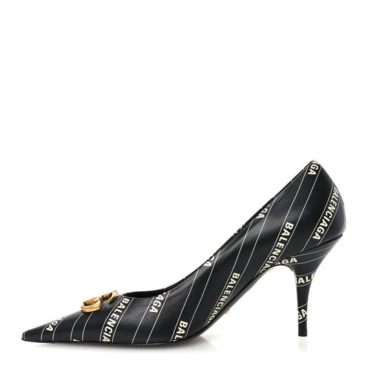 Balenciaga X Gucci Calfskin Women's Logo Knife 80mm Pumps 37.5 Black