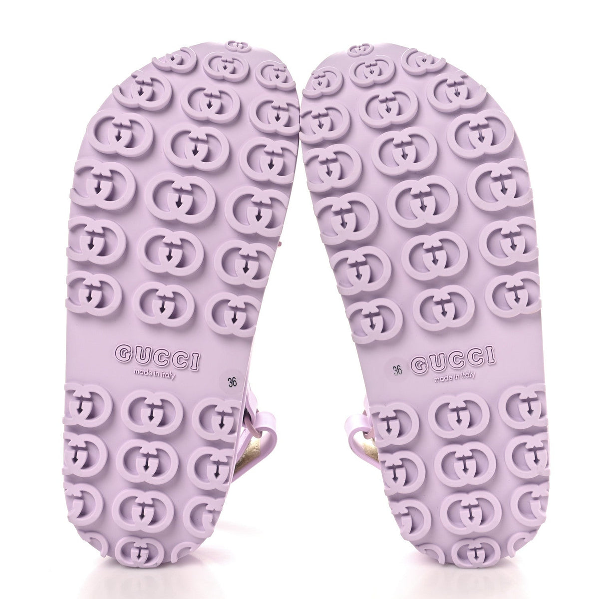 Gucci Rubber Women's Horsebit Touch Strapped Sandals 36 Talc Pink