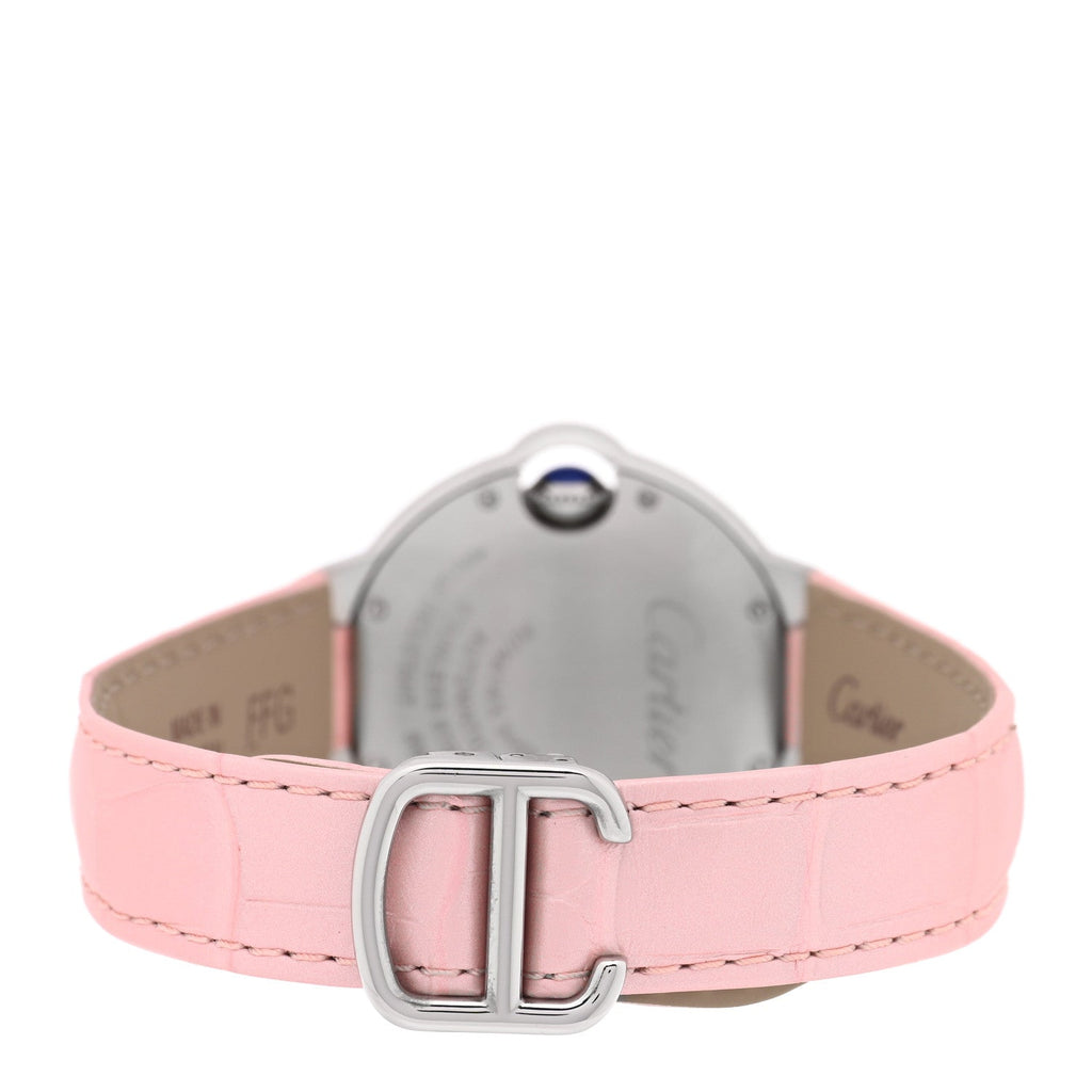 Cartier Stainless Steel Alligator 33mm Ballon Bleu Watch Pink