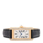 Cartier 18K Yellow Gold Diamond 19mm Tank Americaine Watch Black
